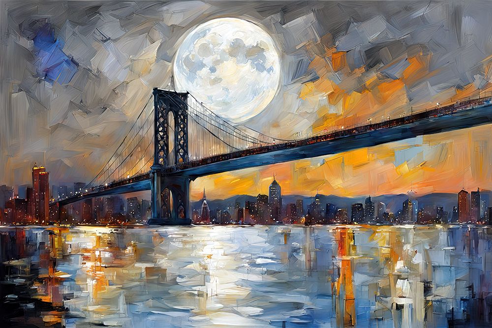 Full Moon Over City art print by Ronald Bolokofsky for $57.95 CAD