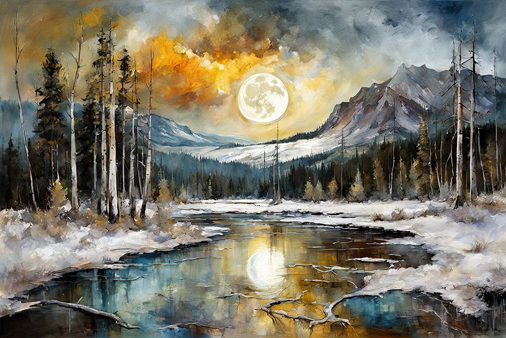 Full Moon Over Frozen Lake art print by Ronald Bolokofsky for $57.95 CAD