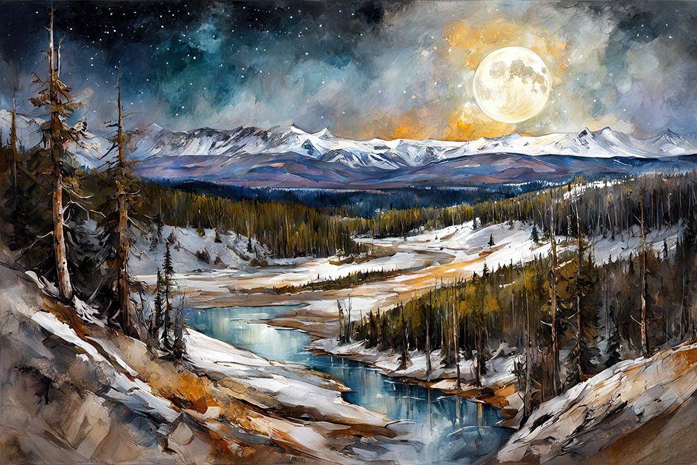 Full Moon Over Mountains art print by Ronald Bolokofsky for $57.95 CAD