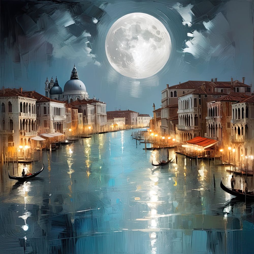 Full Moon Over Venice art print by Ronald Bolokofsky for $57.95 CAD