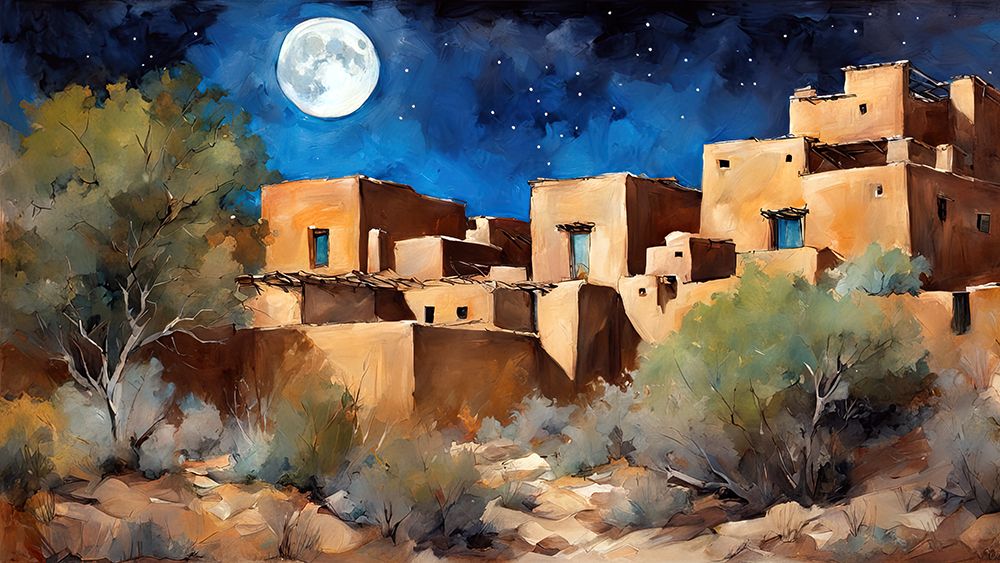 Moonlight Over Pueblo art print by Ronald Bolokofsky for $57.95 CAD