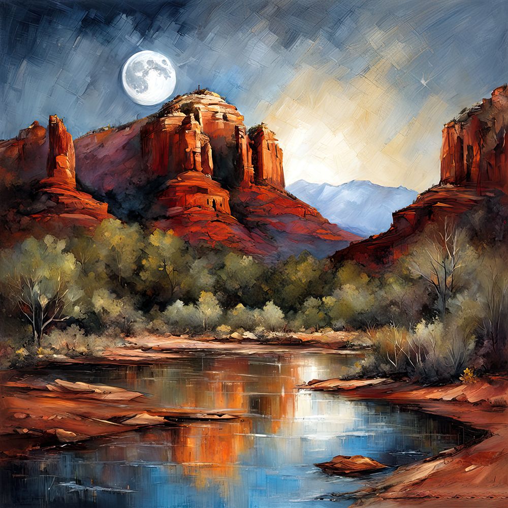 Moonlight Over Sedona art print by Ronald Bolokofsky for $57.95 CAD
