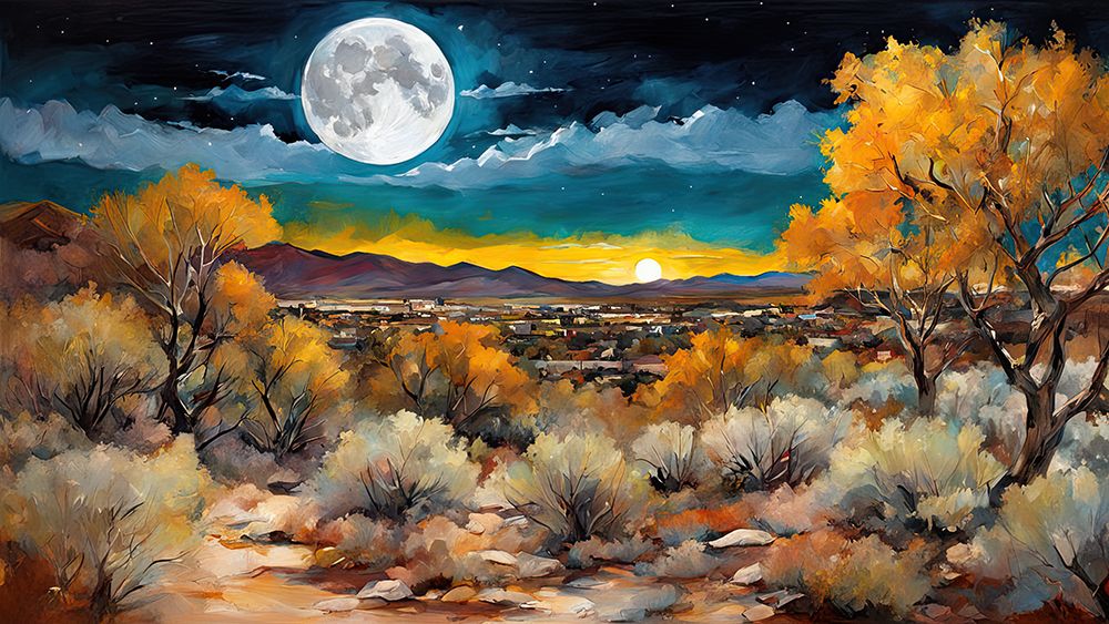 Moonlit  Pueblo Night art print by Ronald Bolokofsky for $57.95 CAD