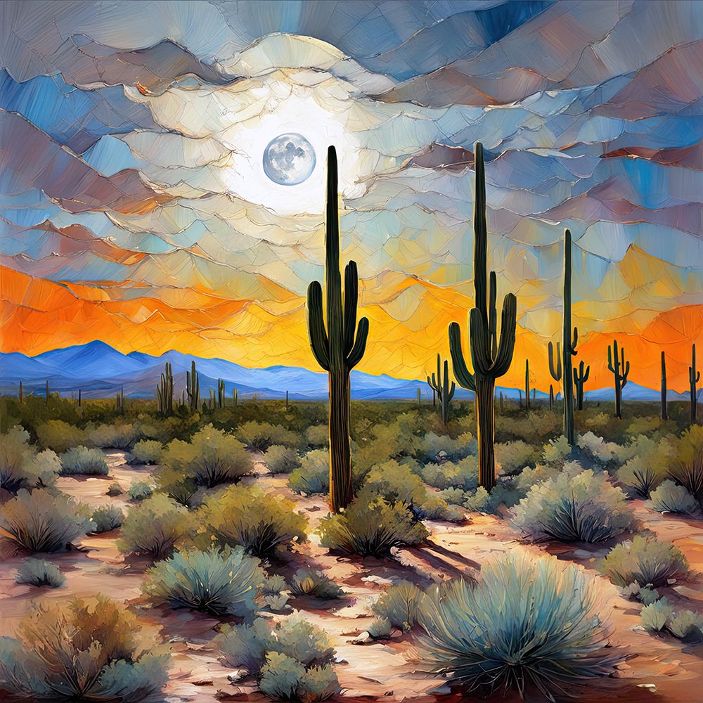 Moonlit Cactus Field art print by Ronald Bolokofsky for $57.95 CAD