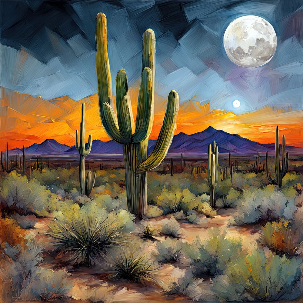 Moonlit Cactus art print by Ronald Bolokofsky for $57.95 CAD