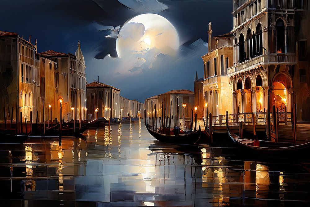 Moonlit Canal art print by Ronald Bolokofsky for $57.95 CAD
