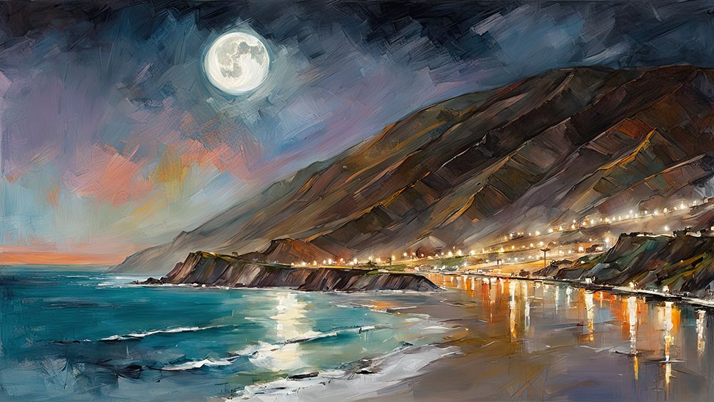 Moonlit Coastline art print by Ronald Bolokofsky for $57.95 CAD