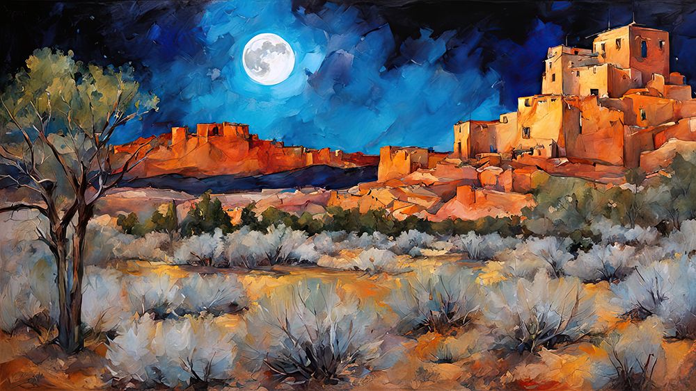 Moonlit Desert Night art print by Ronald Bolokofsky for $57.95 CAD