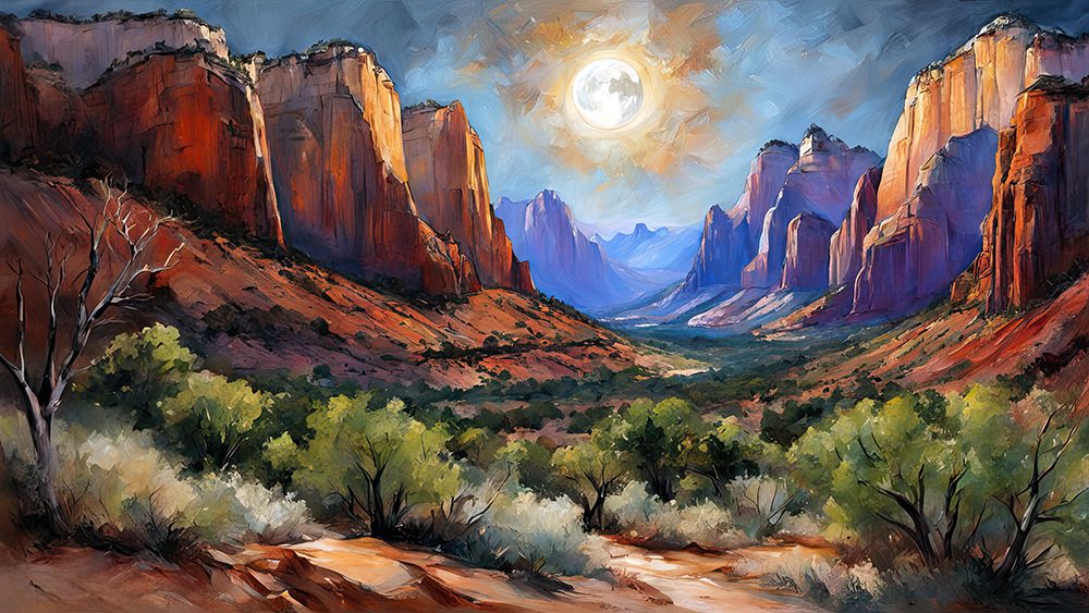 Moonlit Desert Oasis art print by Ronald Bolokofsky for $57.95 CAD