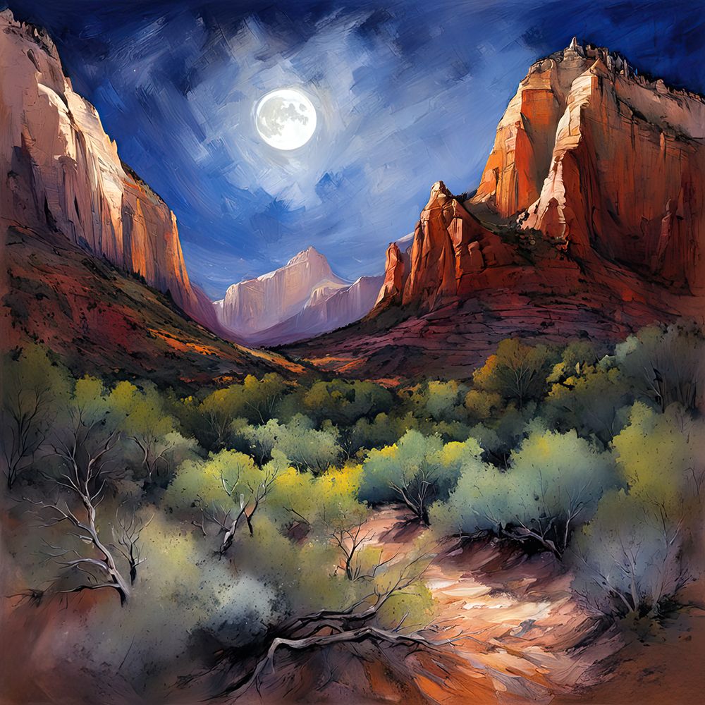 Moonlit Desert Path art print by Ronald Bolokofsky for $57.95 CAD