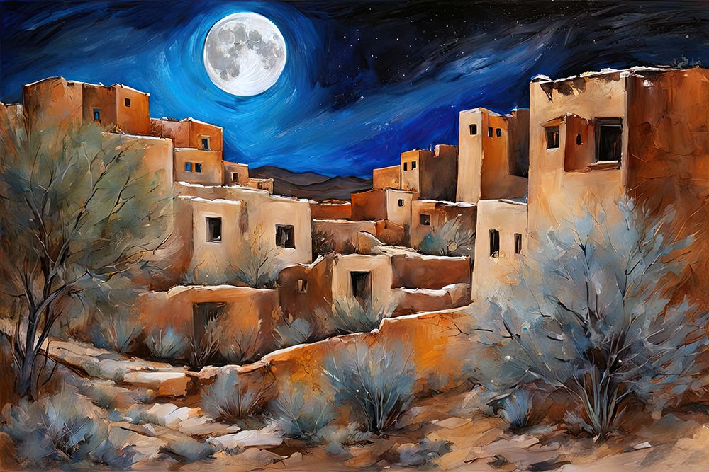 Moonlit Desert Village art print by Ronald Bolokofsky for $57.95 CAD