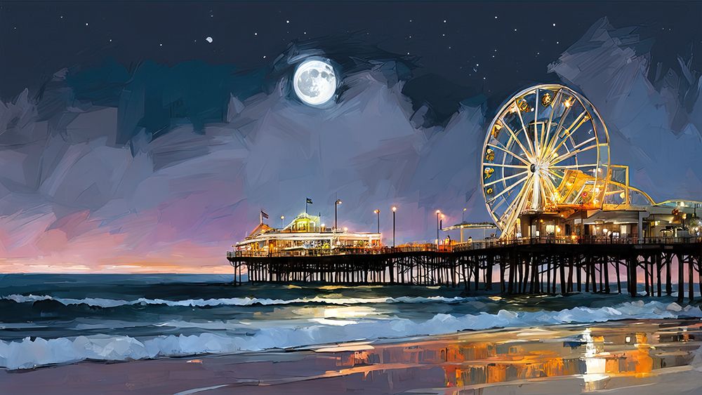 Moonlit Ferris Wheel art print by Ronald Bolokofsky for $57.95 CAD