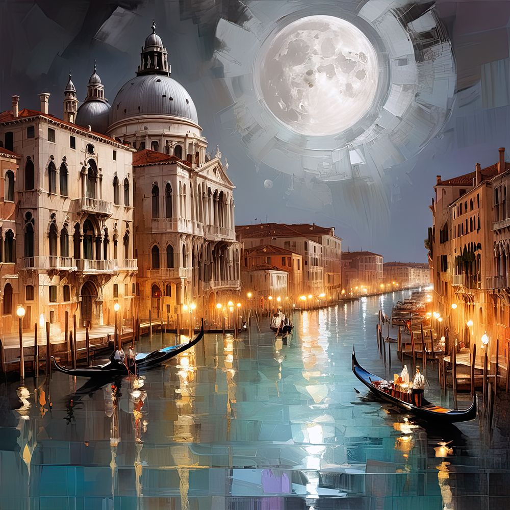 Moonlit Gondola Ride art print by Ronald Bolokofsky for $57.95 CAD