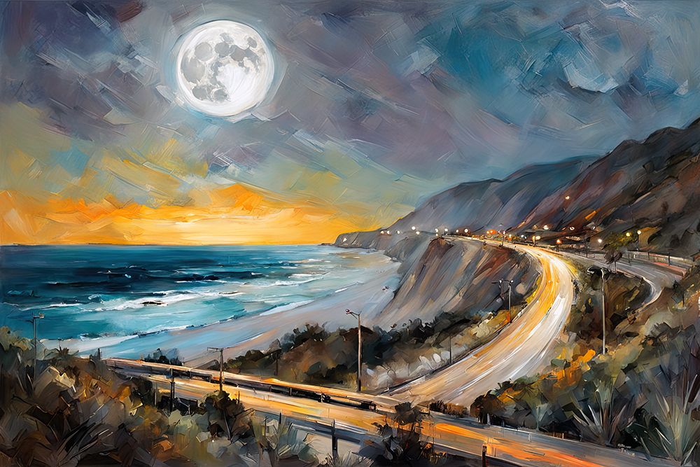 Moonlit Highway art print by Ronald Bolokofsky for $57.95 CAD