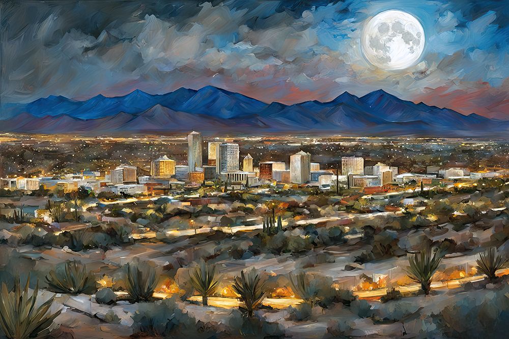 Moonlit Mountain City art print by Ronald Bolokofsky for $57.95 CAD