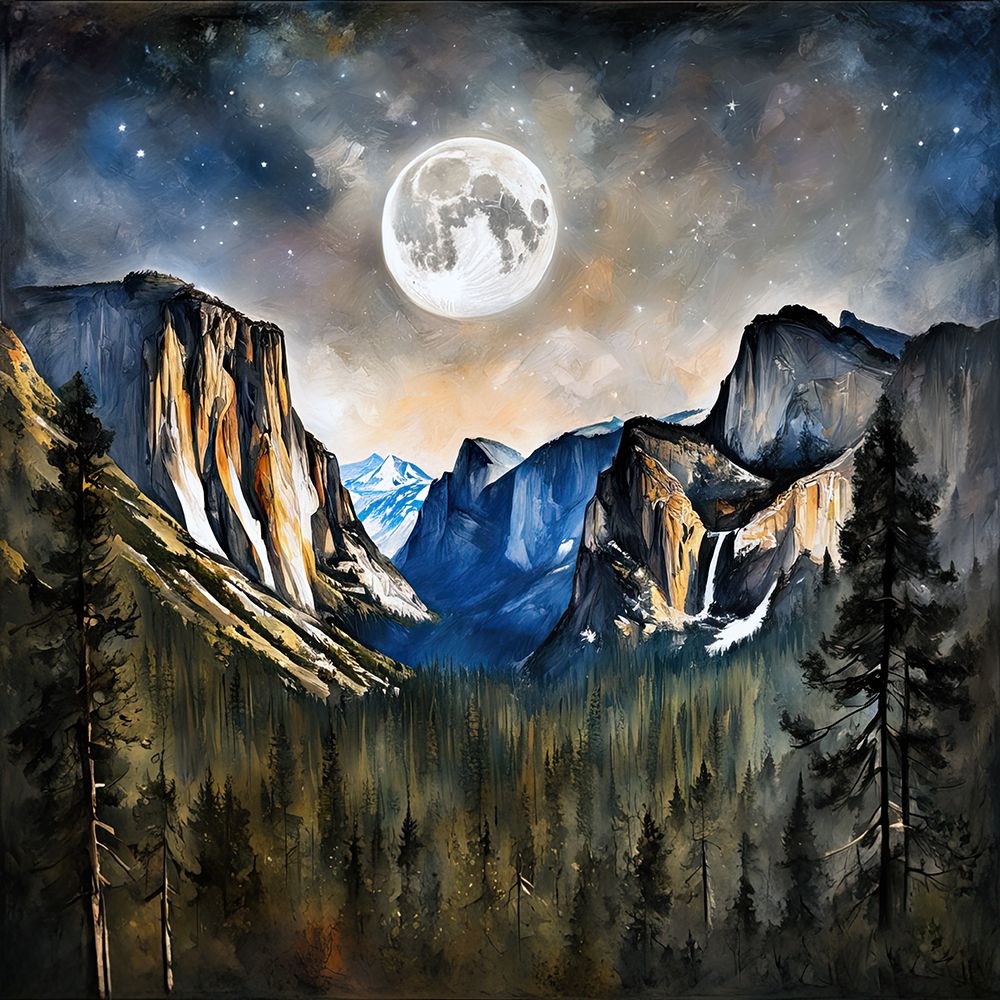 Moonlit Mountain Night art print by Ronald Bolokofsky for $57.95 CAD