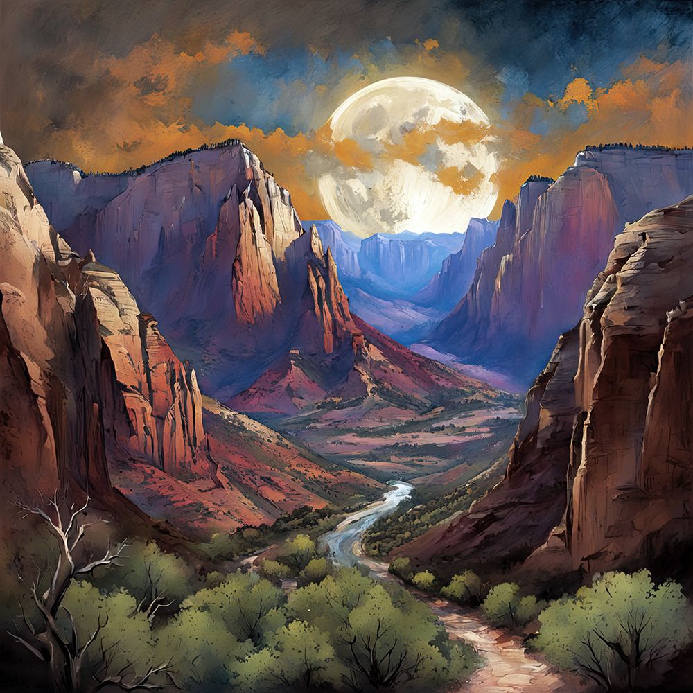 Moonlit Mountain Path art print by Ronald Bolokofsky for $57.95 CAD