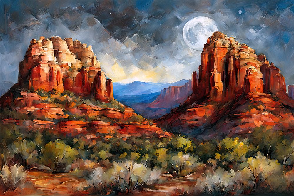 Moonlit Mountain Range art print by Ronald Bolokofsky for $57.95 CAD