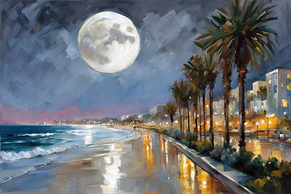 Moonlit Night In Santa Monica art print by Ronald Bolokofsky for $57.95 CAD