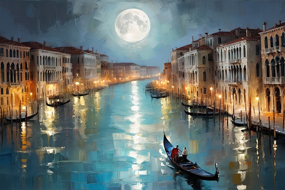 Moonlit Night On The Canal art print by Ronald Bolokofsky for $57.95 CAD
