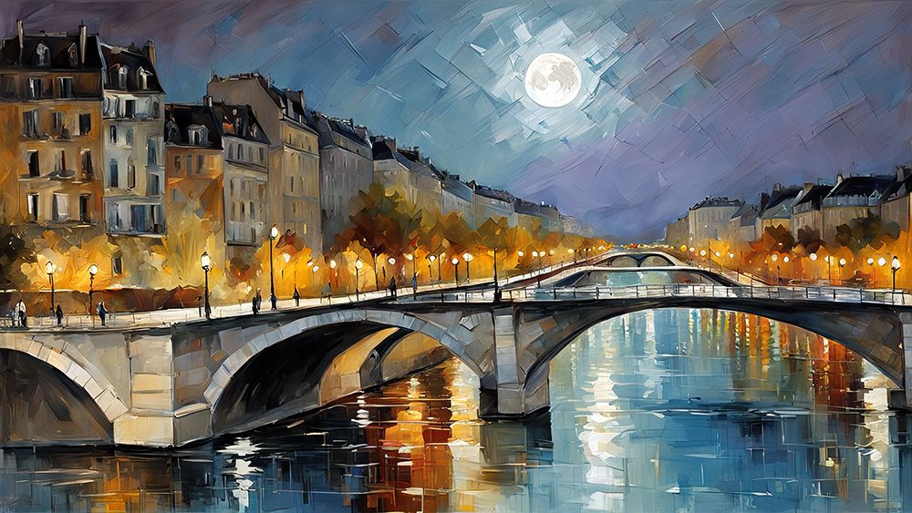 Moonlit Paris Reflections art print by Ronald Bolokofsky for $57.95 CAD