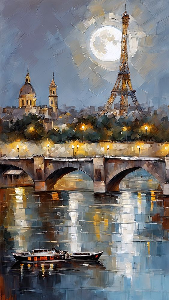 Moonlit Paris art print by Ronald Bolokofsky for $57.95 CAD