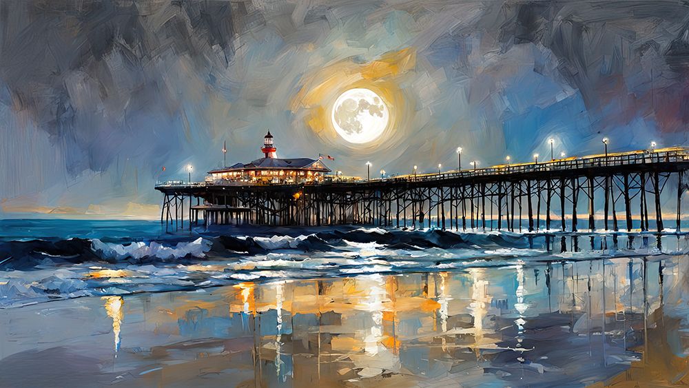 Moonlit Pier art print by Ronald Bolokofsky for $57.95 CAD