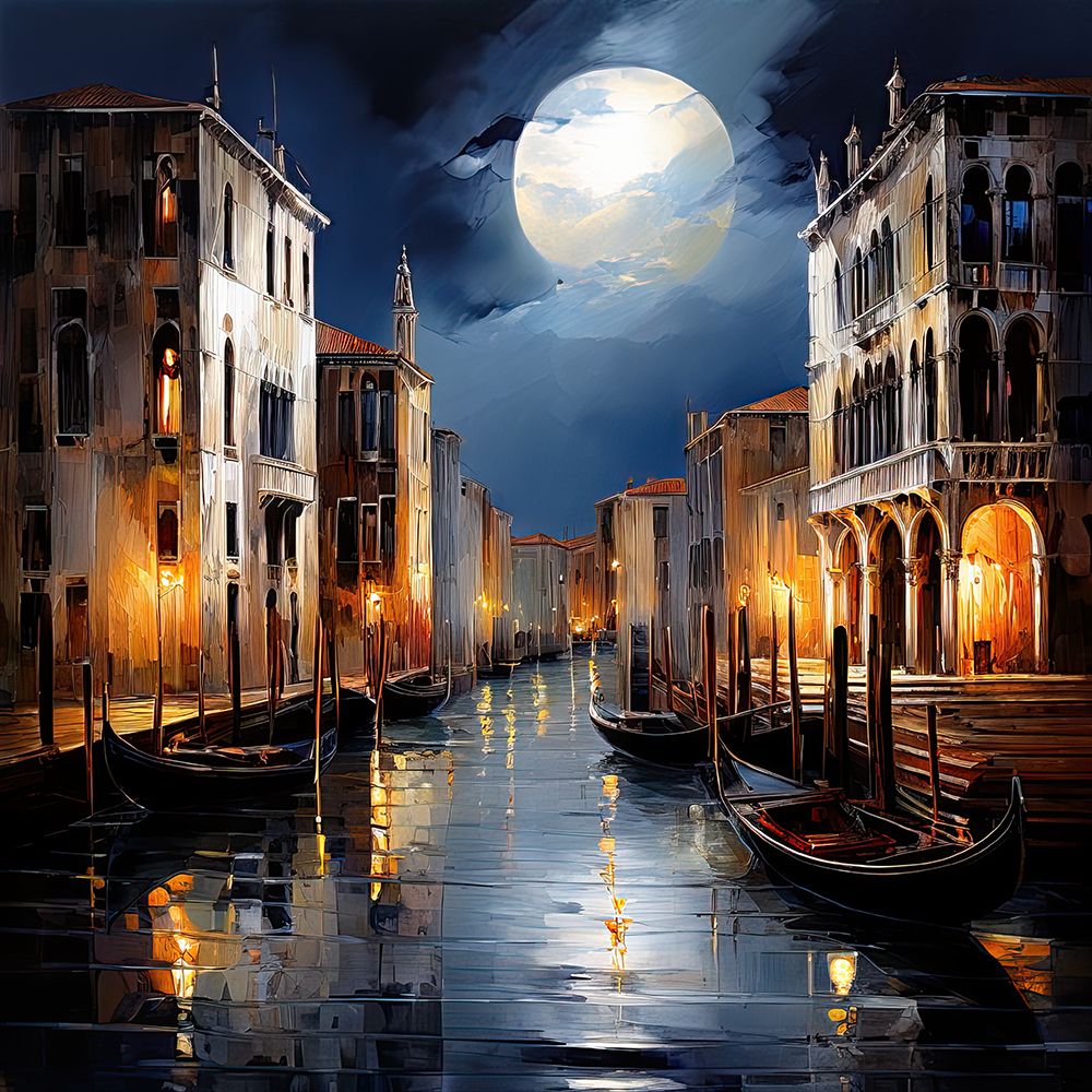 Night Canal art print by Ronald Bolokofsky for $57.95 CAD