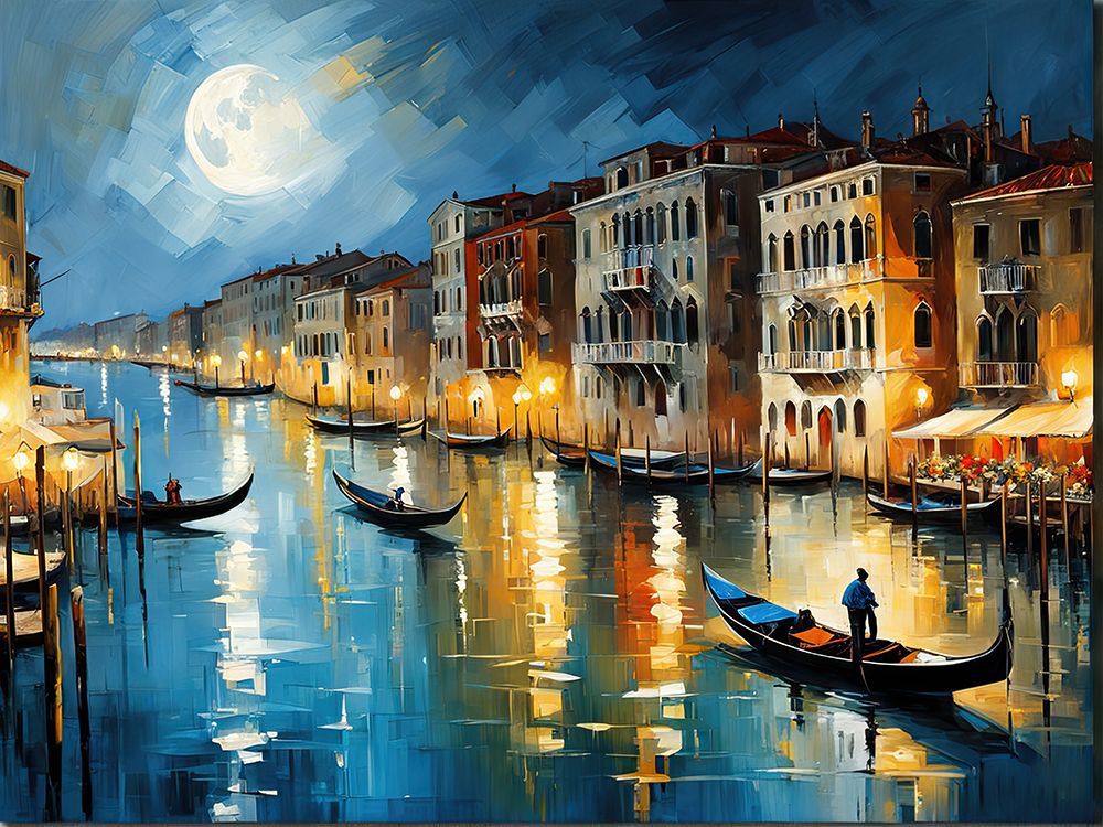 Nighttime Canal art print by Ronald Bolokofsky for $57.95 CAD