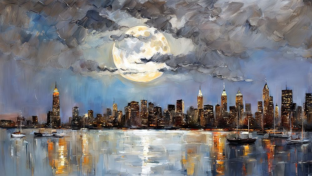 Nighttime City Reflection art print by Ronald Bolokofsky for $57.95 CAD