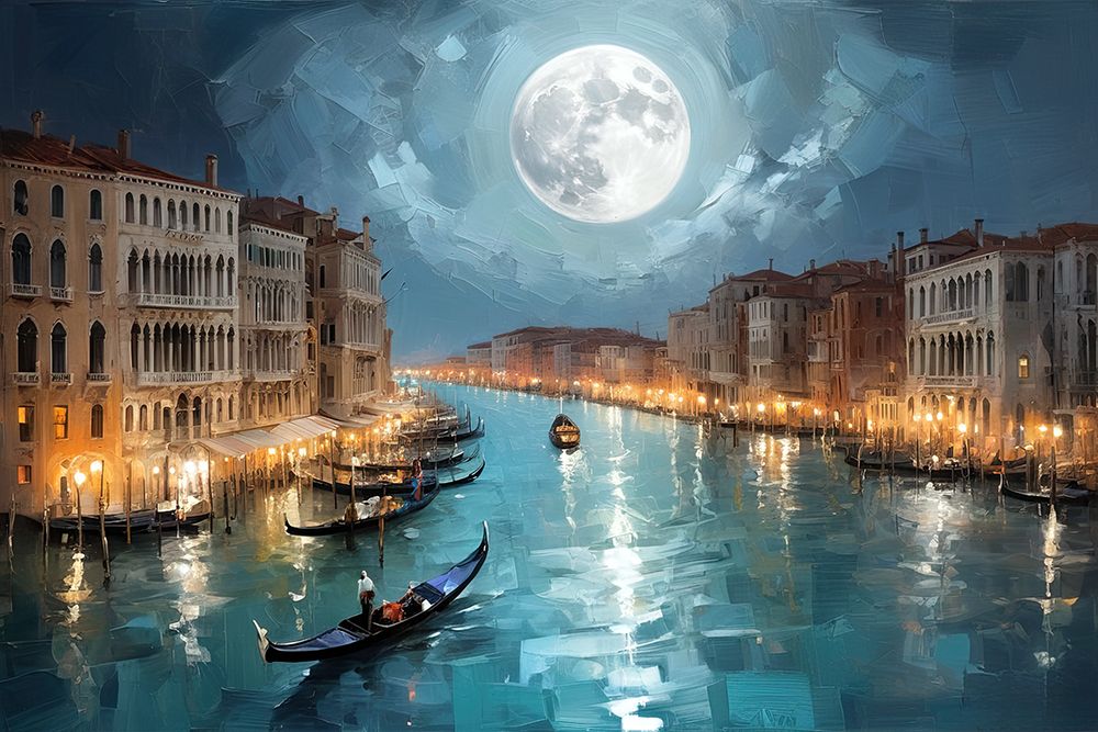 Nighttime Gondola Ride art print by Ronald Bolokofsky for $57.95 CAD