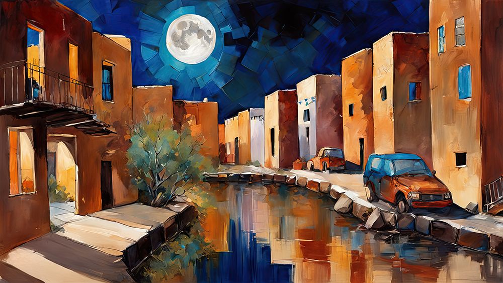 Nighttime Street art print by Ronald Bolokofsky for $57.95 CAD