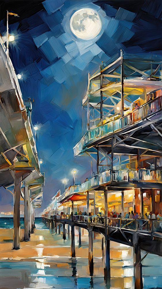 Pier At Night art print by Ronald Bolokofsky for $57.95 CAD