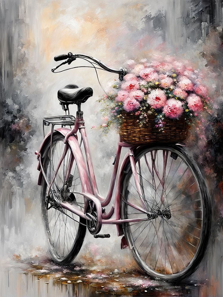 Pink Bicycle With Flowers art print by Ronald Bolokofsky for $57.95 CAD