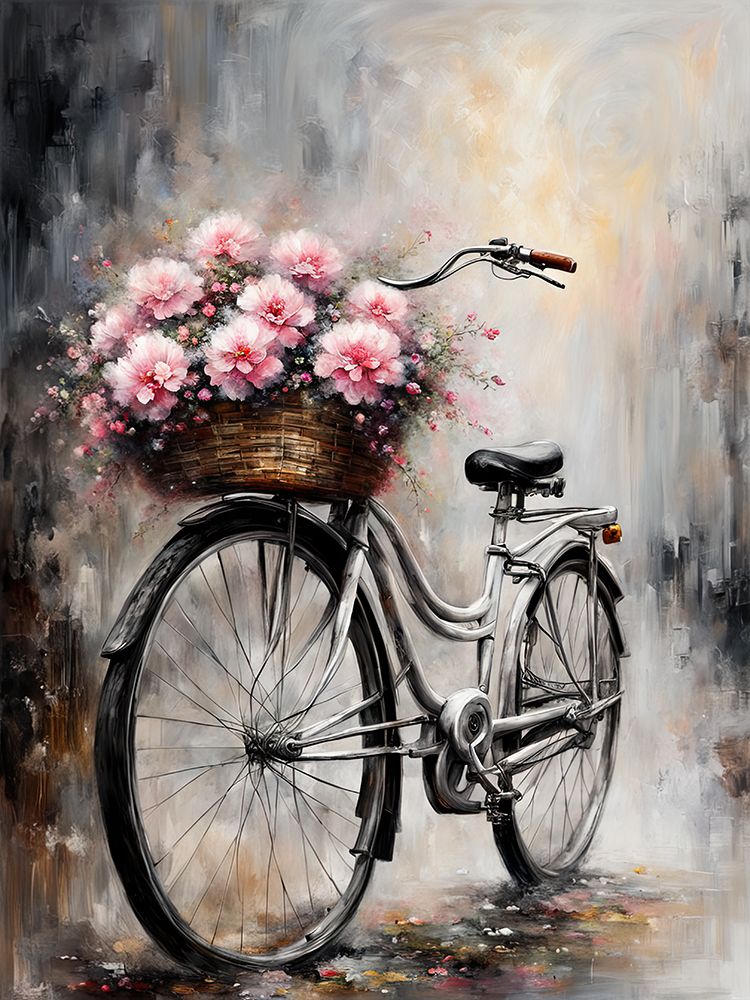 Pink Flowers On Bike art print by Ronald Bolokofsky for $57.95 CAD