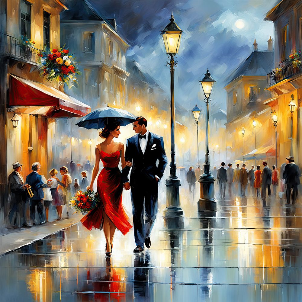 Rainy Night In Paris art print by Ronald Bolokofsky for $57.95 CAD