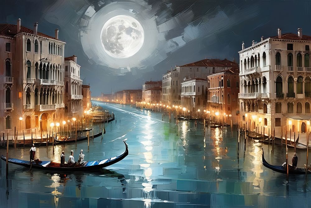 Serene Night On The Canal art print by Ronald Bolokofsky for $57.95 CAD