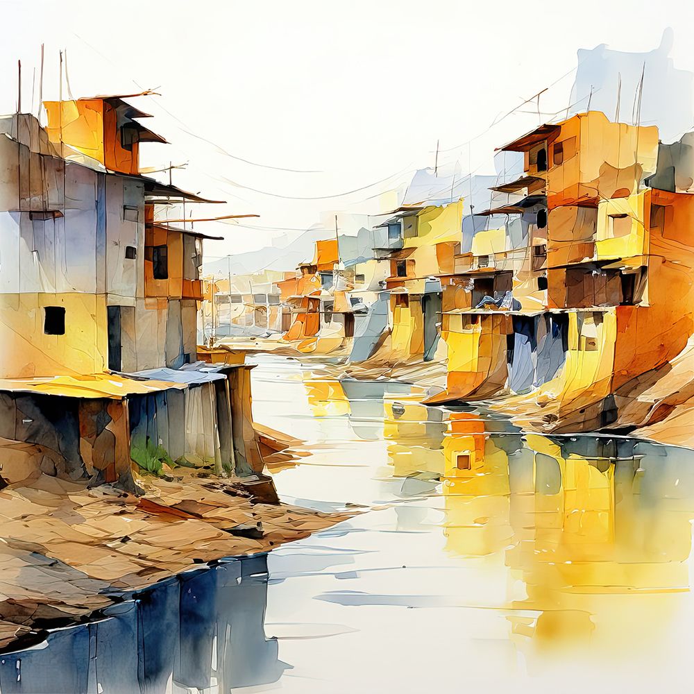 Shanty Town Reflection art print by Ronald Bolokofsky for $57.95 CAD