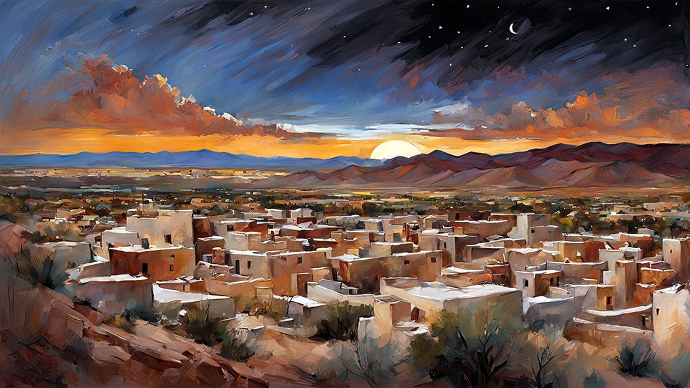 Sunset Over Adobe Houses art print by Ronald Bolokofsky for $57.95 CAD