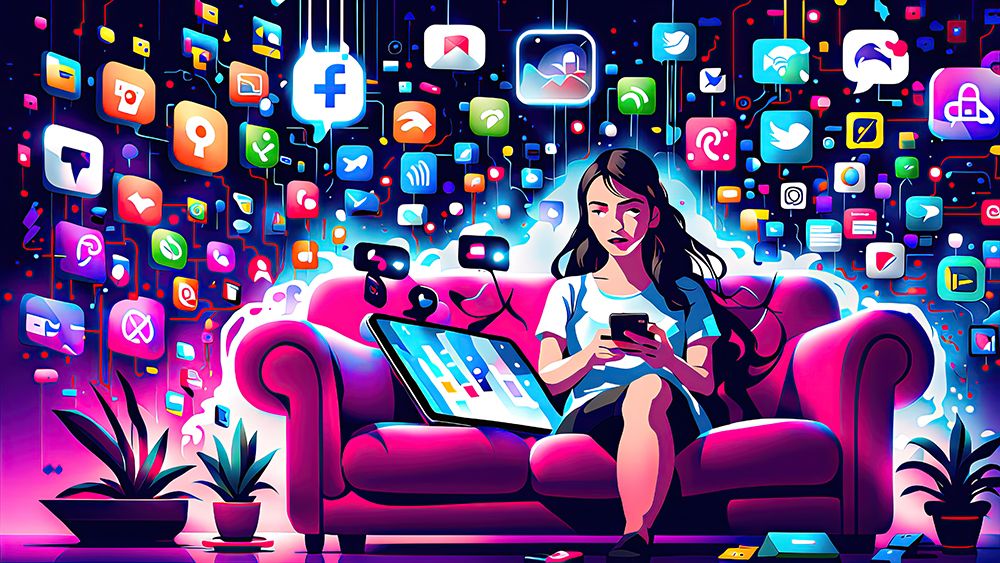 Techno-Girl art print by Ronald Bolokofsky for $57.95 CAD