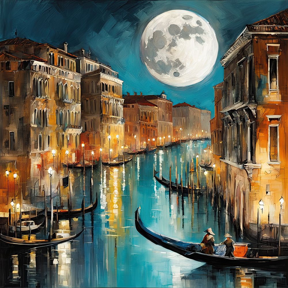 Venice Nightlife art print by Ronald Bolokofsky for $57.95 CAD