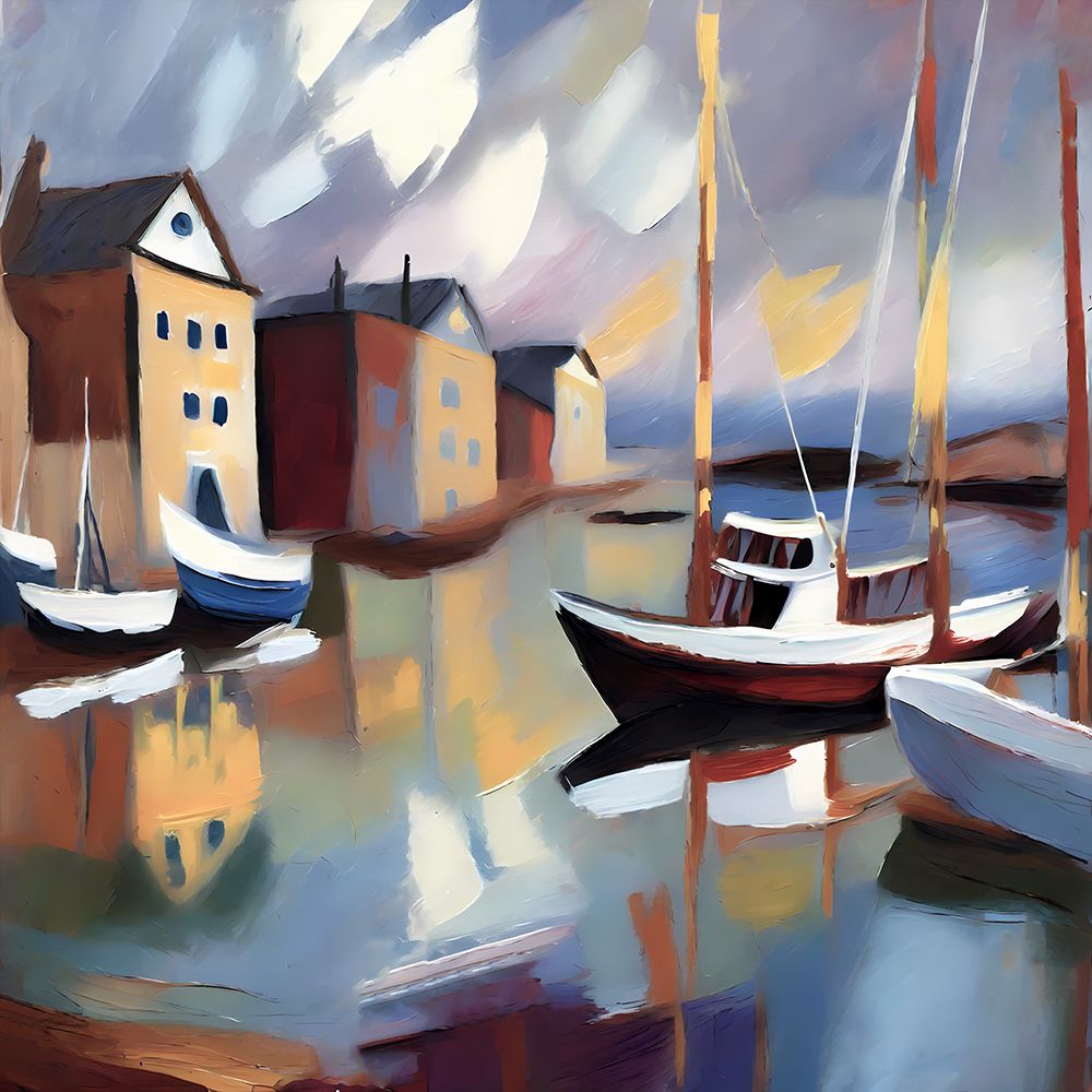 Boats Along the Harbor art print by Ronald Bolokofsky for $57.95 CAD