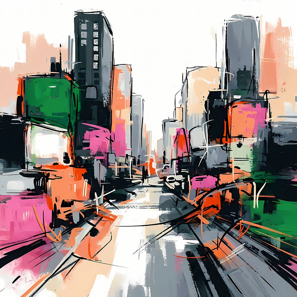 Neon Streetscape I art print by Ronald Bolokofsky for $57.95 CAD