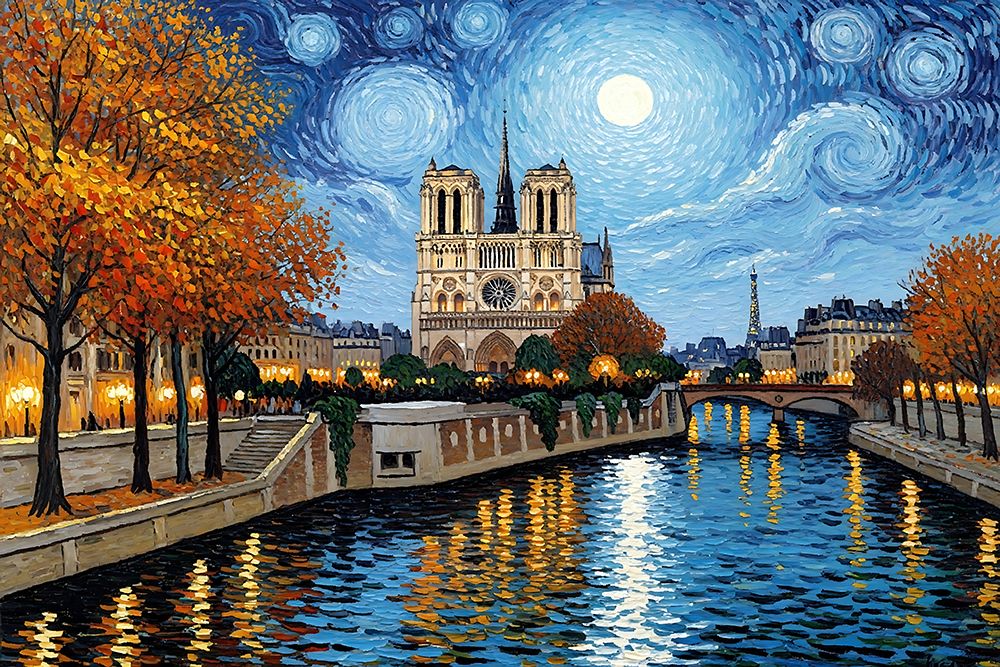 Midnight over Notre Dame art print by Ronald Bolokofsky for $57.95 CAD