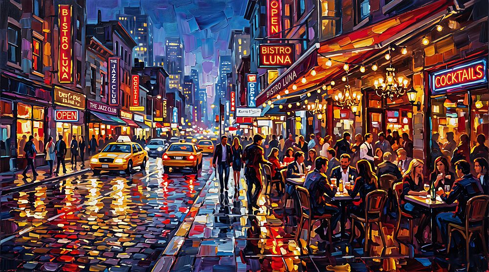 Bistro Luna art print by Ronald Bolokofsky for $57.95 CAD