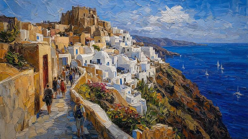 Oia Castle Viewpoint art print by Ronald Bolokofsky for $57.95 CAD