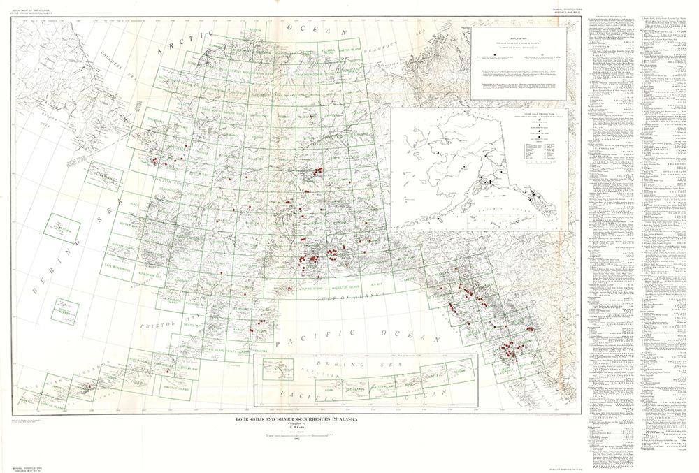 Lode Gold Silver Occurrences Alaska - Cobb 1946 art print by Cobb for $57.95 CAD