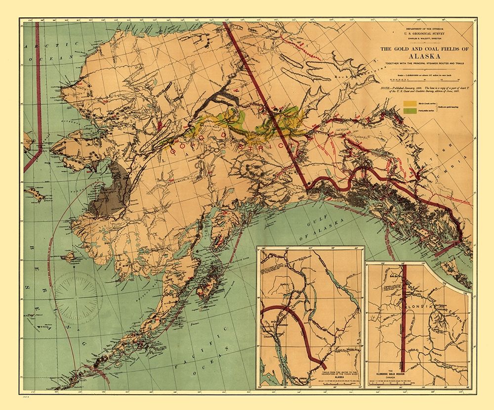 Alaska Gold Coal - Walcott 1898 art print by Walcott for $57.95 CAD