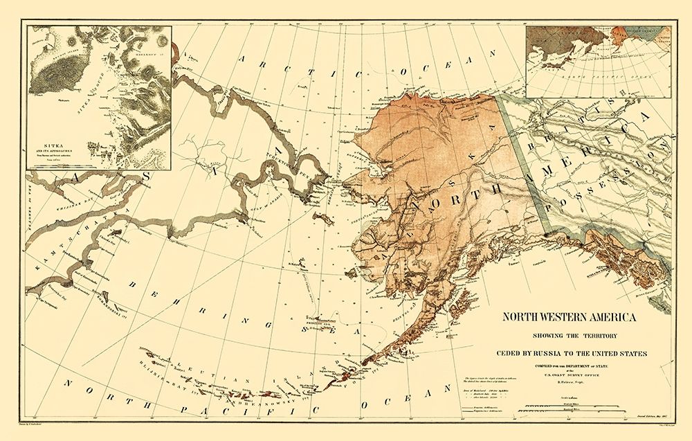 Land Ceded by Russia to U.S. - USSC 1867 art print by USSC for $57.95 CAD