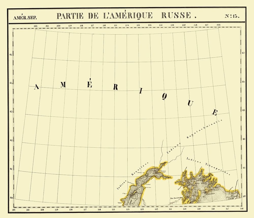 Alaska Southern Part No.13 - Vandermaelen 1827 art print by Vandermaelen for $57.95 CAD